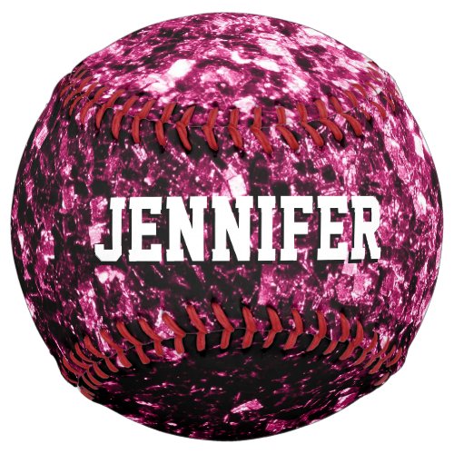 Dark pink glitter sparkles Your name Team Softball