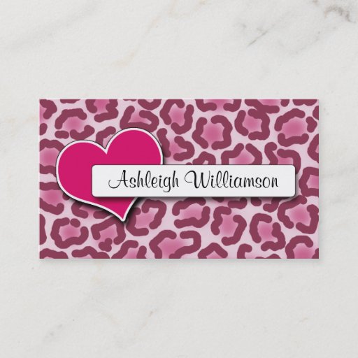 Customizable Dark Pink Heart Leopard Print Appointment Cards Business Card Template