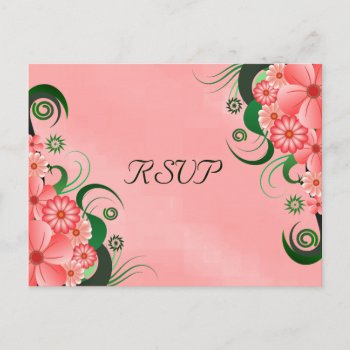 Dark Pink Hibiscus Floral Elegant Rsvp Reply Cards by sunnymars at Zazzle