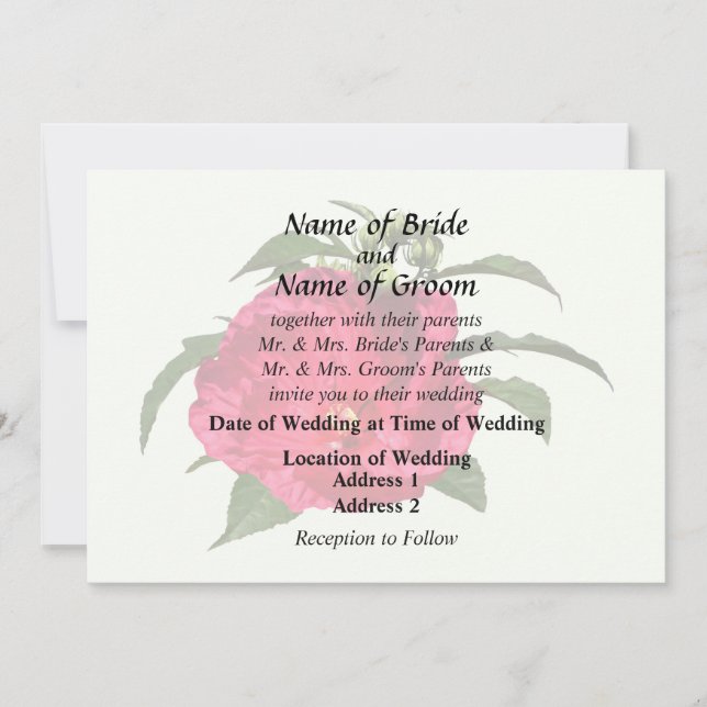 Dark Pink Hibiscus Invitation (Front)