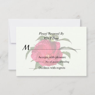 Dark Pink Hibiscus RSVP Card