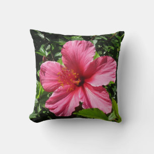 Dark Pink Hibiscus Throw Pillow