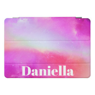 Dark Pink Holographic Sky with Custom Name iPad Pro Cover