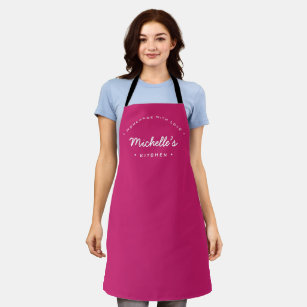 Dark Pink Homemade with Love Custom Your Kitchen  Apron