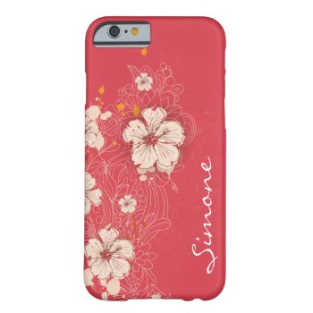 Dark Pink Ivory Abstract Floral Monogram Iphone 6  Barely There Iphone 6 Case by Case_by_Case at Zazzle