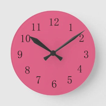 Dark Pink Kitchen Wall Clock by Red_Clocks at Zazzle