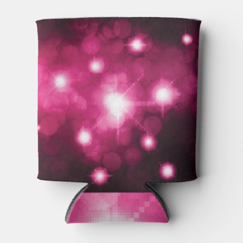 Dark Pink Lights Festive Bokeh Can Cooler