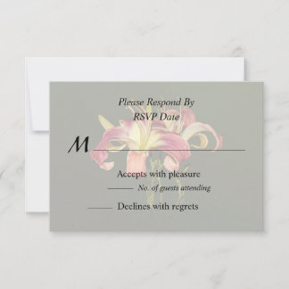 Dark Pink Lilies With Yellow Centers RSVP Card