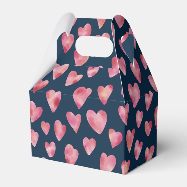 Dark Pink Love Heart pattern Favor Boxes (Front Side)