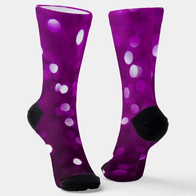 Dark Pink Magenta Fuchsia Sparkly Bokeh Abstract Socks (Angled)
