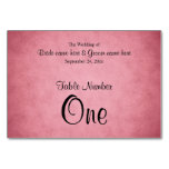Dark Pink Mottled Pattern Wedding Table Number at Zazzle