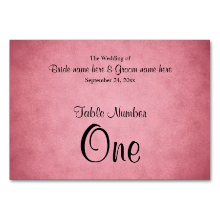 Dark Pink Mottled Pattern Wedding Table Number