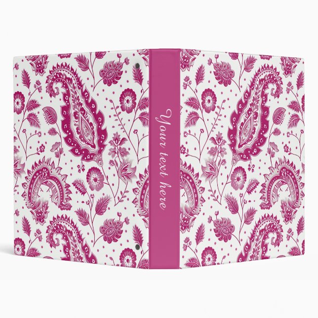 Dark Pink Paisley  3 Ring Binder (Background)