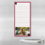 Dark Pink Paw Prints Custom Pet Photo Lined Magnetic Notepad<br><div class="desc">Lined magnetic notepad you can keep on the fridge with a dark pink border and cute paw prints in black. Magnetic notepad personalized with a photo of your pet. Lined notepad for shopping lists,  notes,  and more. Personalize with a pet photo. Dog themed lined magnetic notepad with paw prints.</div>