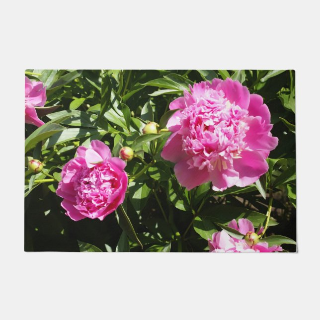 Dark pink peonies  doormat (Front)