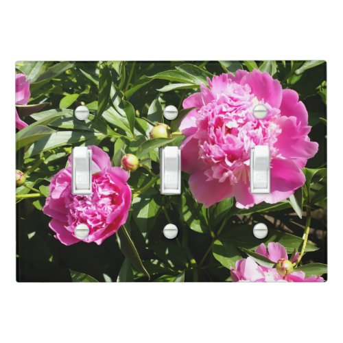 Dark pink peonies light switch cover