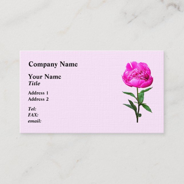 Dark Pink Peony Business Card (Front)