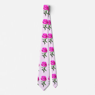 Dark Pink Peony Neck Tie