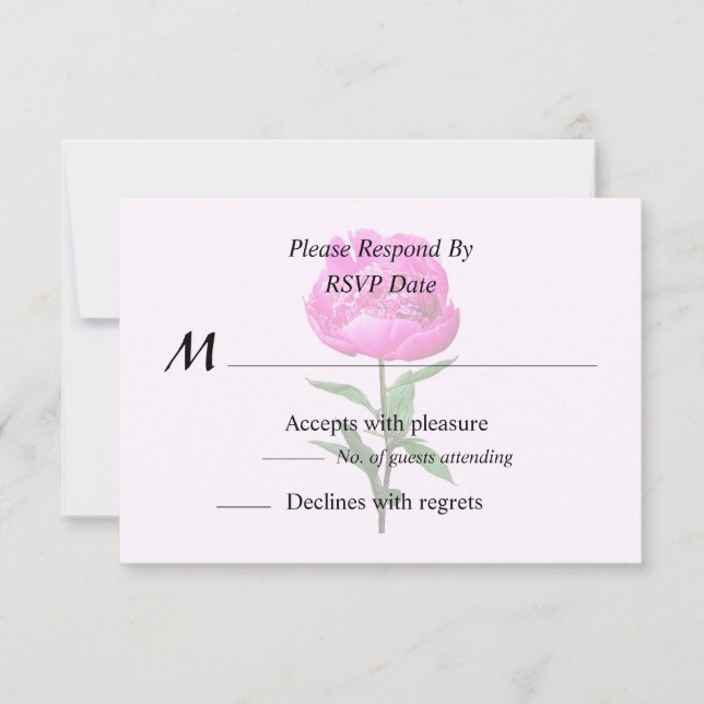 Dark Pink Peony RSVP Card (Front)