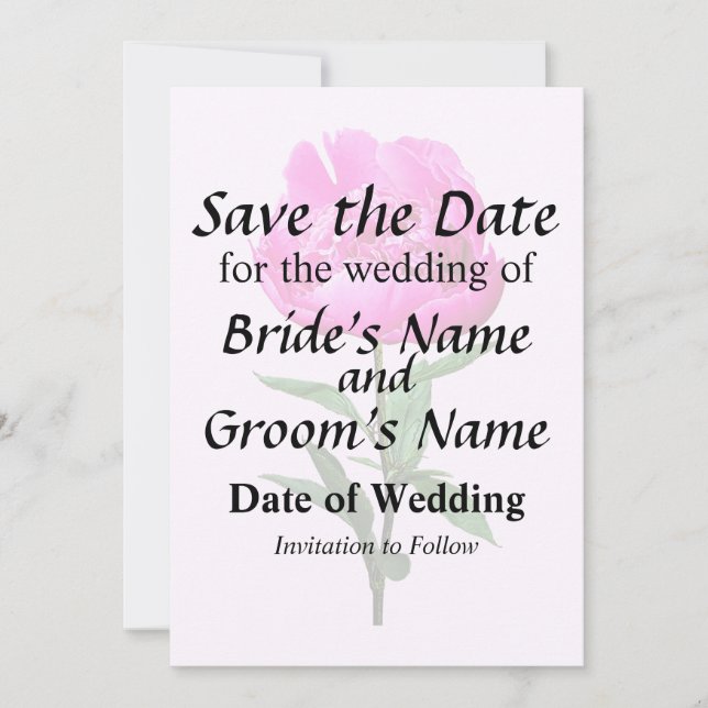 Dark Pink Peony Save The Date (Front)