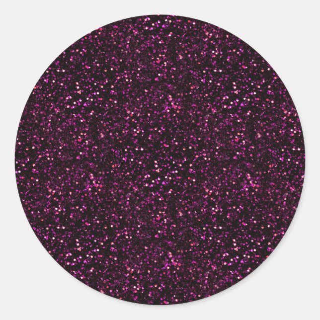Dark Pink Posh Glitter Classic Round Sticker (Front)