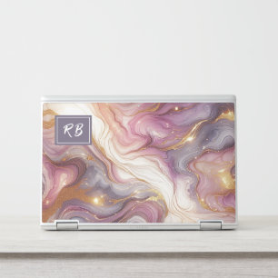Dark Pink Purple Gold White Marble Art Pattern HP Laptop Skin