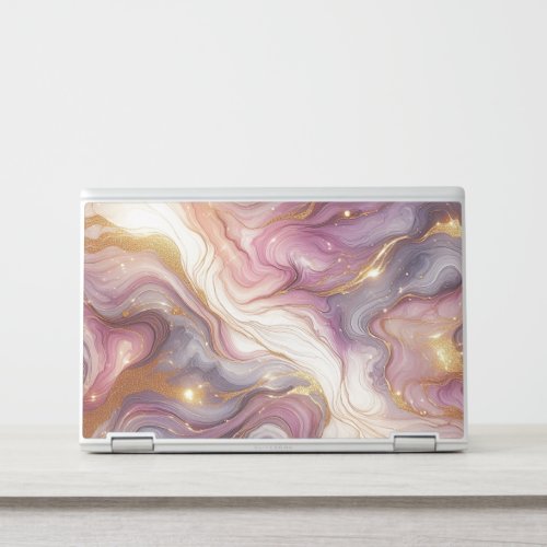 Dark Pink Purple Gold White Marble Art Pattern HP Laptop Skin