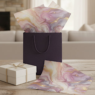 Dark Pink Purple Gold White Marble Art Pattern Tissue Paper