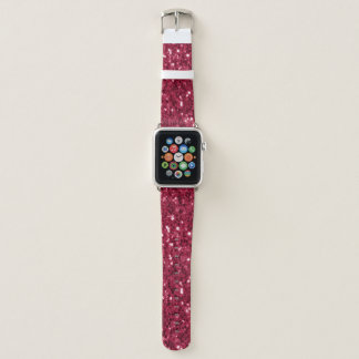 Dark pink red magenta faux sparkles glitters apple watch band