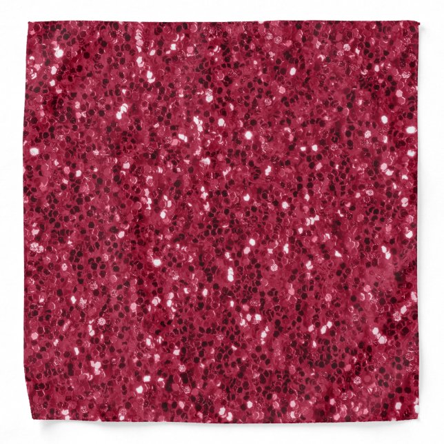 Dark pink red magenta faux sparkles glitters bandana (Front)