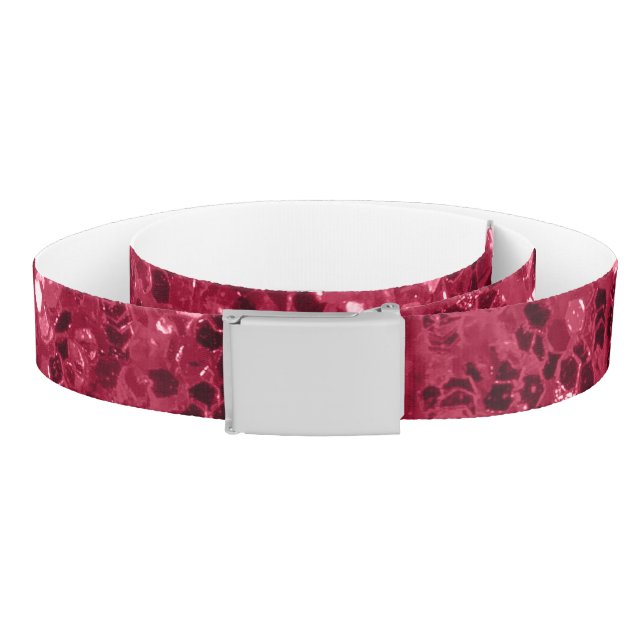 Dark pink red magenta faux sparkles glitters belt (Coil)