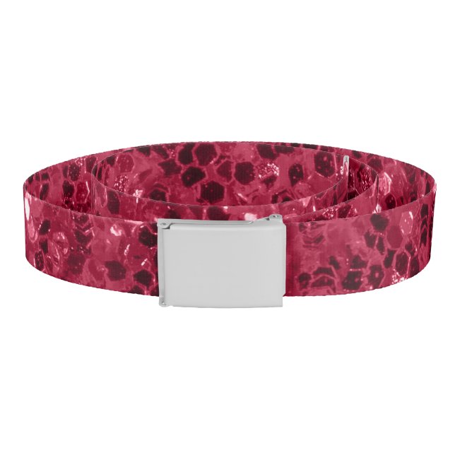 Dark pink red magenta faux sparkles glitters belt (Coil)