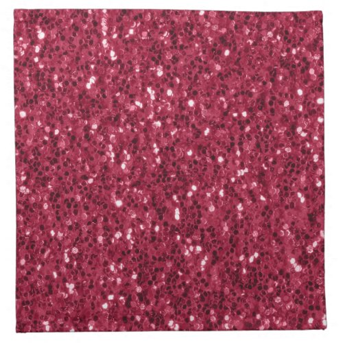 Dark pink red magenta faux sparkles glitters cloth napkin