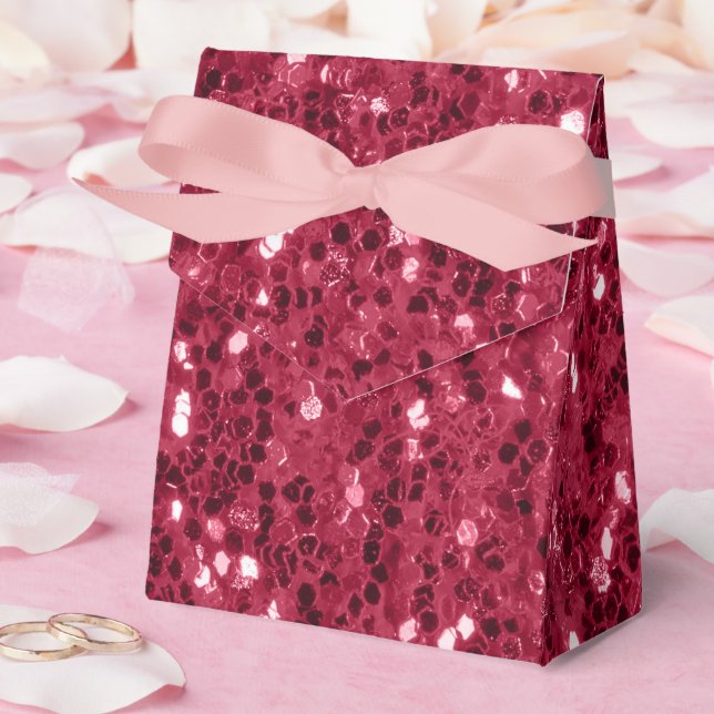 Dark pink red magenta faux sparkles glitters favor boxes (Wedding)