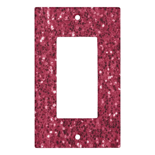 Dark pink red magenta faux sparkles glitters light switch cover (Front)