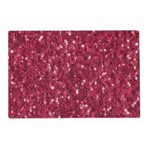 Dark pink red magenta faux sparkles glitters placemat