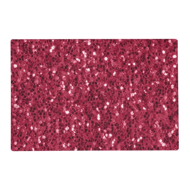 Dark pink red magenta faux sparkles glitters placemat (Front)