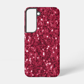 Dark pink red magenta faux sparkles glitters samsung galaxy s22 case