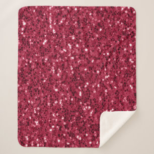 Dark pink red magenta faux sparkles glitters sherpa blanket