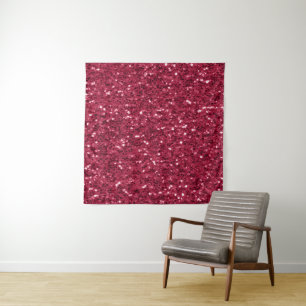 Dark pink red magenta faux sparkles glitters tapestry