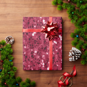 Dark pink red magenta faux sparkles glitters wrapping paper