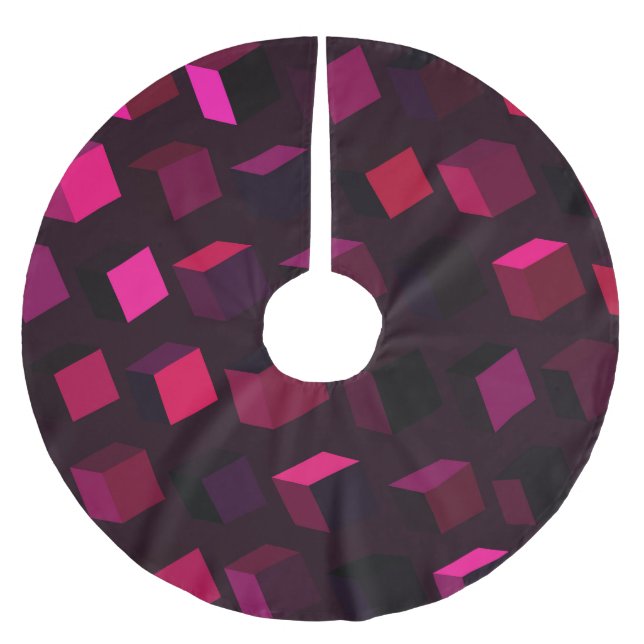 Dark Pink Rhombus: Gradient Abstract decor Brushed Polyester Tree Skirt (Front)