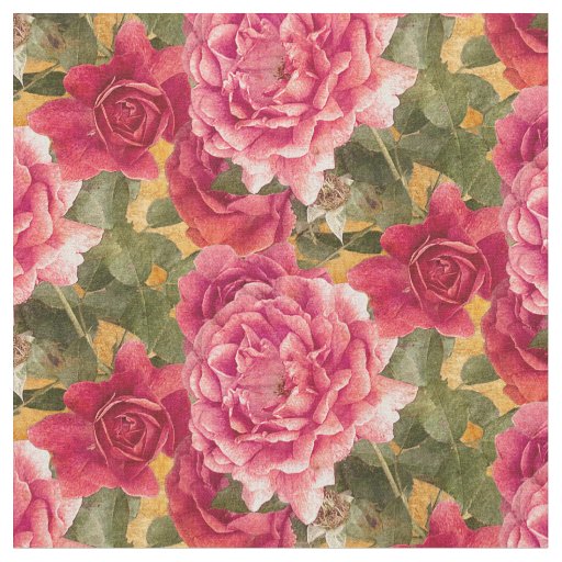 Dark Pink Roses Floral Pattern Fabric