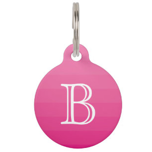 Dark Pink Shades Monogram Initial Pet Tag