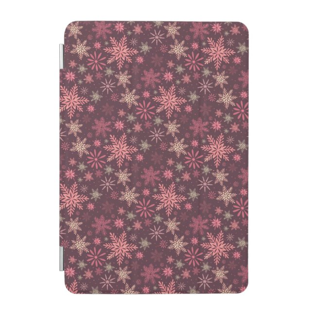Dark Pink Snowflakes iPad Smart Cover Accessory (Front)