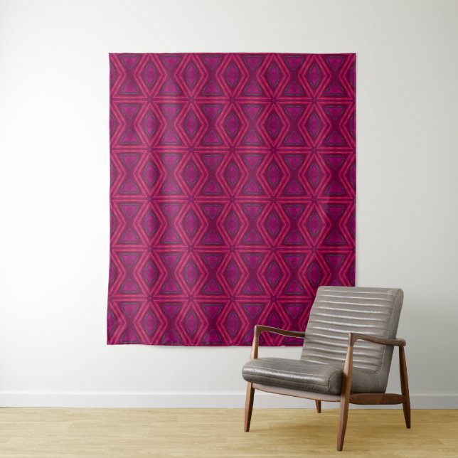 Dark Pink Star Tapestry (In Situ)