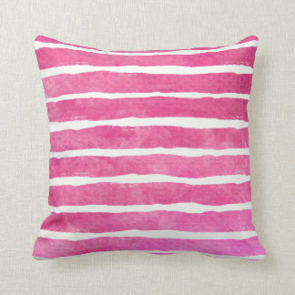 Dark Pink Striped Watercolor - All Fabricks S Throw Pillow