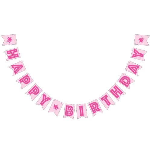 DARK PINK TEXT  LIGHT PINK COLOR HAPPY BIRTHDAY BUNTING FLAGS