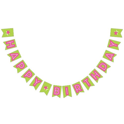 DARK PINK TEXT  LIME GREEN COLOR HAPPY BIRTHDAY BUNTING FLAGS