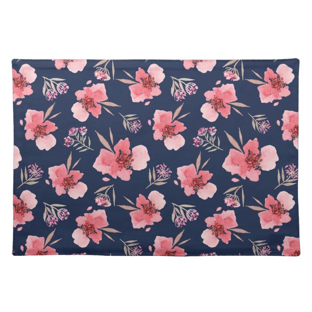 Dark Pink Watercolor Pattern Cloth Placemat (Front)